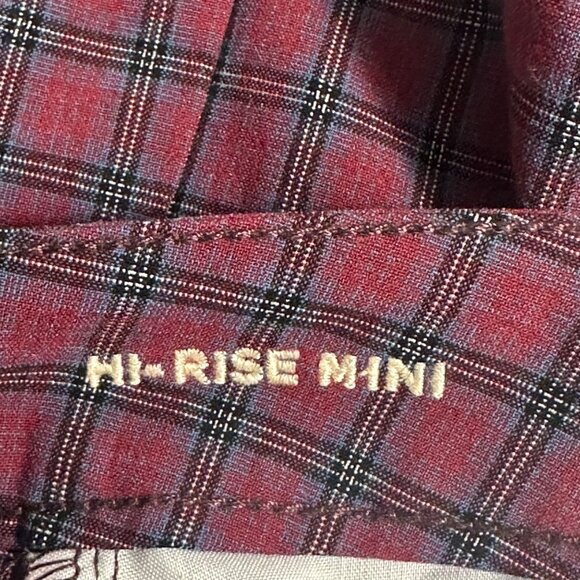 American Eagle Outfitters Hi-Rise Mini Skirt Plaid Maroon Black SZ 00 Preppy - Picture 5 of 11